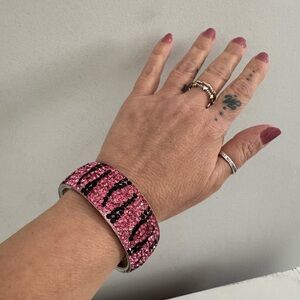 Pink and Black Crystal Bangle Bracelet Tiger stripe bling bling